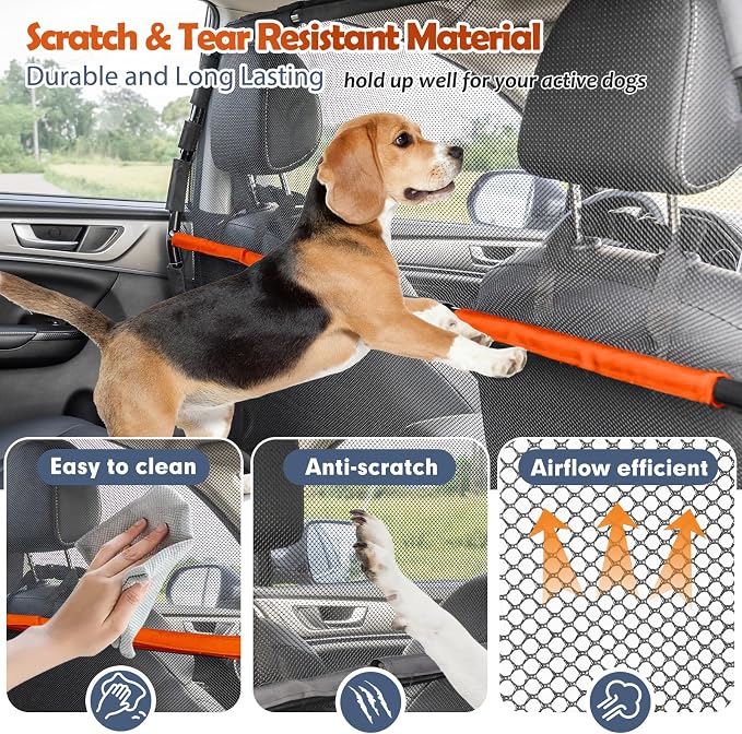Dog Barrier Car SUV 56" Wide Gate Divider for Seats & Cargo Area | Sturdy Escape-proof See Through Net Mesh Pet Car Barrier Foldable Gate Divider for Trucks, Large SUV & Full Sized Vehicles - Image 5