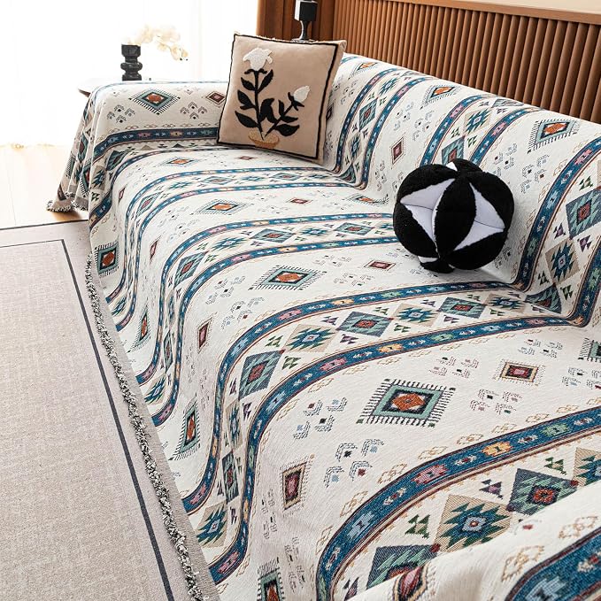 ROOMLIFE Couch Cover 3 Cushion Sofa, Washable Non Slip Furniture Sofa Protector Cover, Soft Chenille Sofa Slipcovers Sectional L Shape Dogs Couch Cover Throw Blanket with Tassels 71''X118'' - Image 7