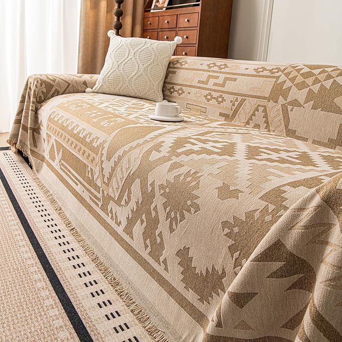 ROOMLIFE Couch Cover 3 Cushion Sofa, Washable Non Slip Furniture Sofa Protector Cover, Soft Chenille Sofa Slipcovers Sectional L Shape Dogs Couch Cover Throw Blanket with Tassels 71''X150'' - Image 7