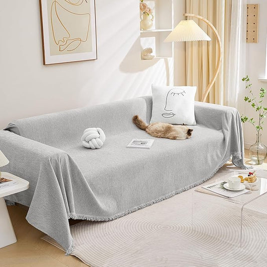 MEETSKY Couch Cover Sectional L Shape Sofa Covers Protector Sofa Throw Cover Washable Sectional Sofa Slipcovers, Thick Soft Fabric Chenille Modern Style for Living Room, 91" x 118", Light Gray by MEETSKY