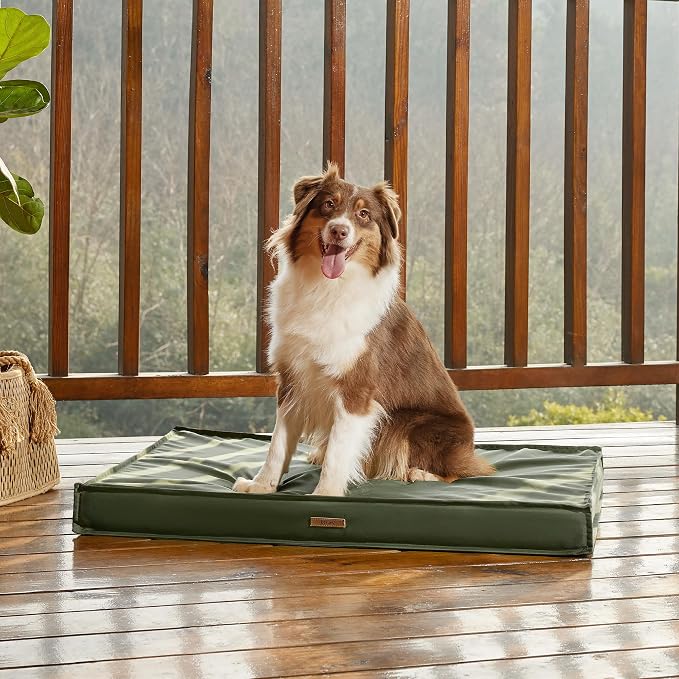 LE SURE Outdoor Waterproof Dog Beds Medium Size,Orthopedic Pet Mat,30x20In | Crate Pad for Dogs with Oxford Fabric Surface,Removable Washable Cover,Egg Foam Kennel Pads,Non slip Bottom,Green - Image 6