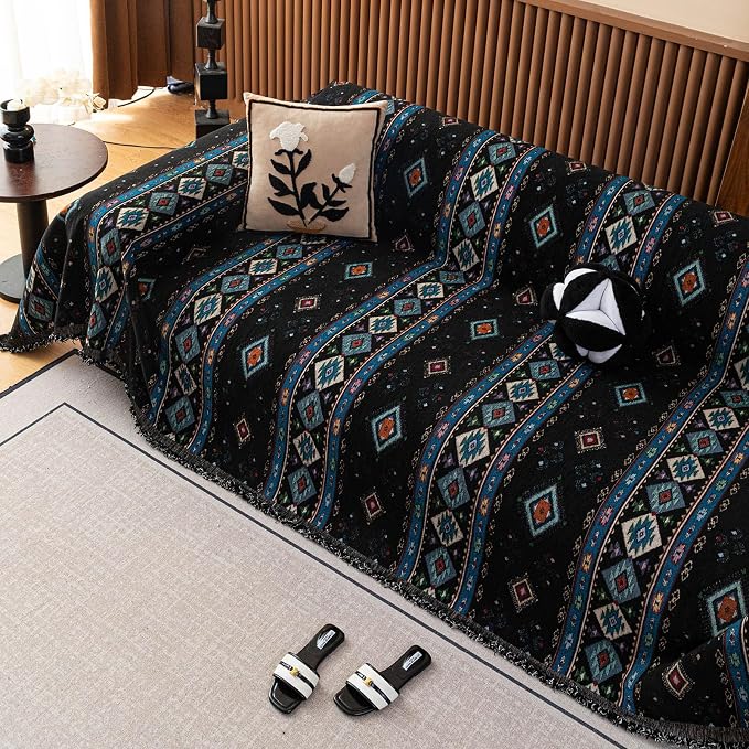 ROOMLIFE Couch Cover 3 Cushion Sofa, Washable Non Slip Furniture Sofa Protector Cover, Soft Chenille Sofa Slipcovers Sectional L Shape Dogs Couch Cover Throw Blanket with Tassels 71''X134'' - Image 4