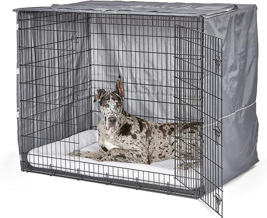 New World Midwest Homes for Pets XXL Dog Crate Cover, Polyester Privacy Kennel Cover Fits Most Giant 54-Inch Crates, Light Gray, Machine Washable, Reduces Barking & Chewing by NewWorldPetProducts