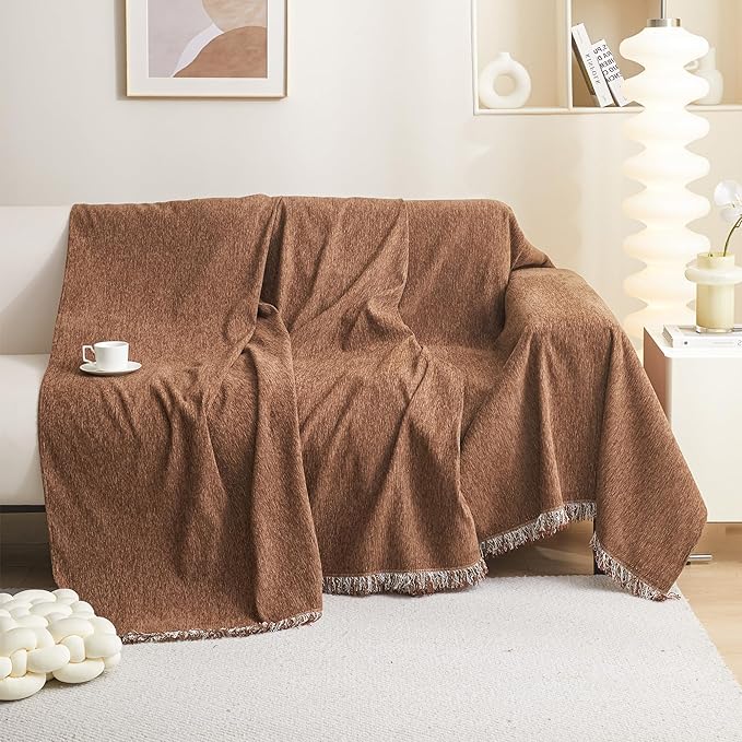 MEETSKY Couch Cover Sofa Cover Washable,Chenille Sofa Covers for 2 Cushion Couch Sofa, Sofa Slipcover Loveseat Pet Couch Covers for Sectional Sofa, 71" x 118", Camel by MEETSKY