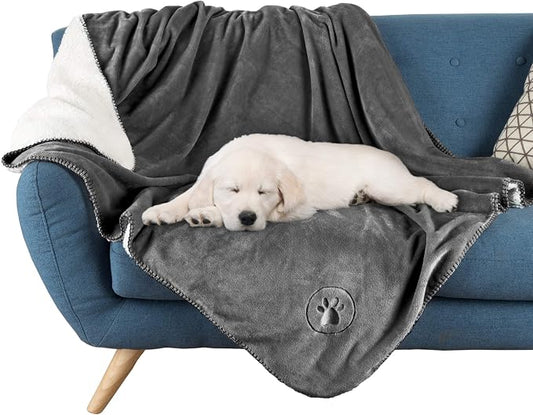 Waterproof Pet Blanket Collection– Reversible Throw Protects Couch, Car, Bed from Spills, Stains, or Fur – Dog and Cat Blankets by PETMAKER Dark Gray Large by PETMAKER