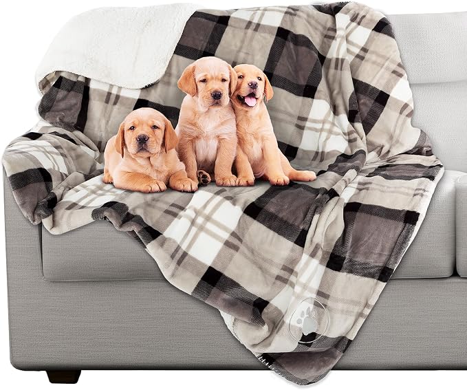 PETMAKER Pet Blanket - Reversible Waterproof Plaid Throw Protects Couch, Car, and Bed from Spills, Stains, or Fur - Dog and Cat Blankets (Gray), Large - Image 6