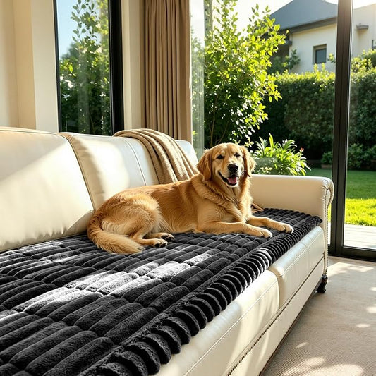 SUBRTEX Couch Cover for Dogs, Non-Slip Sofa Mat Washable, Thick Sofa Slipcover Cushion Protector Pet-Friendly (Black, 27.6"x82.7") by Subrtex