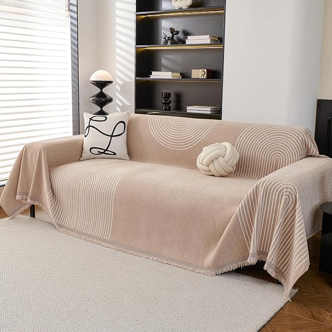 MEETSKY Couch Cover Sofa Cover Washable,Chenille Sofa Covers for 2 Cushion Couch Sofa, Sofa Slipcover Loveseat Pet Couch Covers for Sectional Sofa, 71" X118" - Image 2