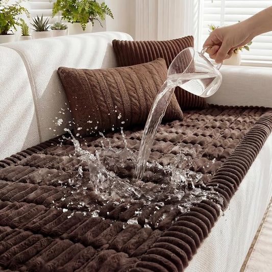 Fixwal Waterproof Flannel Dog Couch Cover, 27.6" x 47", Dark Brown | Integrated TPU Barrier, Non-Slip Backing, Machine Washable, Pet Friendly, Easy Clean Pet Hair, Soft Sofa Cushion Protector by Fixwal