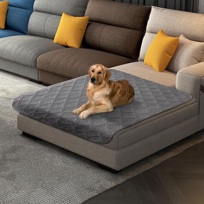 Waterproof Couch Cover for Dogs - Washable Pets Furniture Protector | TPU Leak-Proof Liner, Lightweight & Reversible, Fits Chair, Sofa, Bed, 40" x 50" , Lightgrey/Darkgrey by TuffeelHome