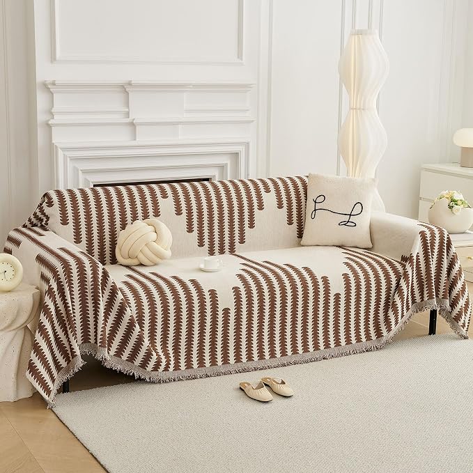 HAOMAIJIA Boho Sofa Covers Couch Covers for 3 Cushion Couch Sofa Pet Friendly Soft Thick Non Slip Couch Cover for Dogs Washable Sectional Couch Covers L Shape Furniture Protector (Brown, 71"x118") - Image 8