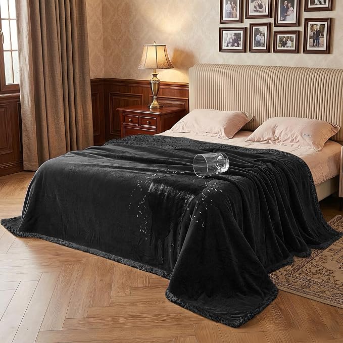 Catalonia Waterproof Blanket for Bed, Reversible Leakproof Throw | 40 x 50 Inch, Black, Washable Protector Cover for Couch and Sofa, Stain Proof Blanket for Pets, Kids and Everyday Spills by Catalonia