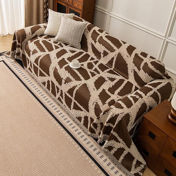 ROOMLIFE Couch Cover 3 Cushion Sofa, Washable Non Slip Furniture Sofa Protector Cover, Soft Chenille Sofa Slipcovers Sectional L Shape Dogs Couch Cover Throw Blanket with Tassels 71''X134'' - Image 7