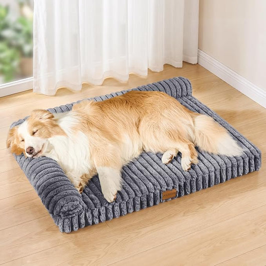 Orthopedic Calming Large Dog Bed Pet Sofa Bed 42''X28'' Grey | 2-Sided Pet Couch Large Sized Dog, Soft Egg-Crate Foam Dog Mat, Waterproof Removable Washable Cover, Nonskid Bottom Cat Bed by Unknown