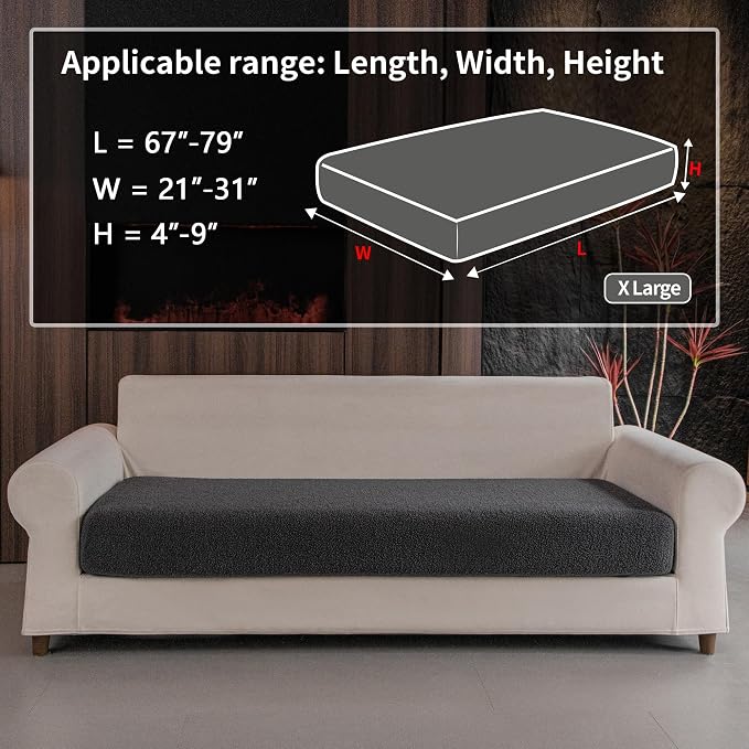 OHSIO Couch Cushion Covers for Sectional Sofa, Stretch Soft Sofa Slipcovers Washable Wear-Resistant Universal Furniture Protector for Living Room(1 Piece Oversized Cover, Dark Gray) - Image 2