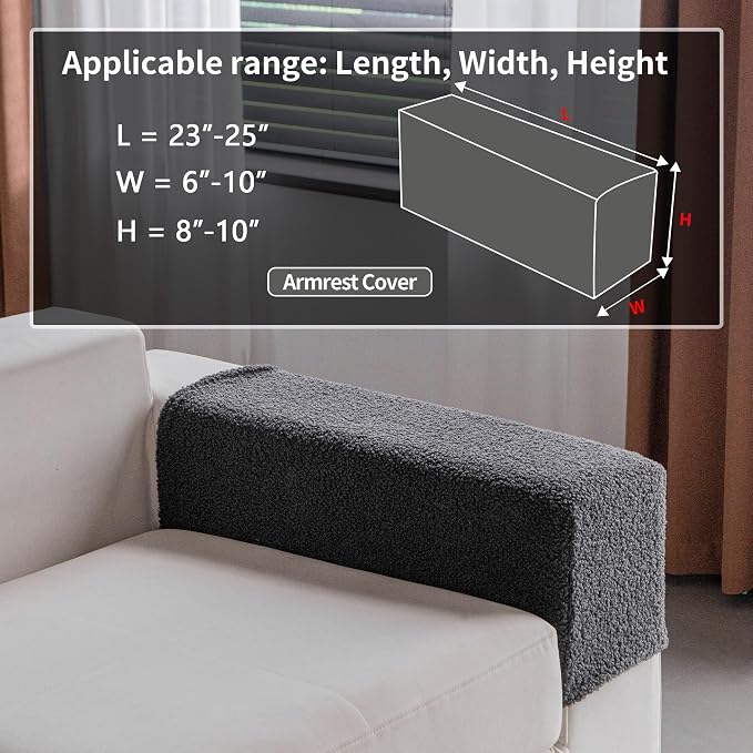 OHSIO Couch Cushion Covers for Sectional Sofa, Stretch Soft Sofa Slipcovers Washable Wear-Resistant Universal Furniture Protector for Living Room(1 Piece Armrest Cover, Dark Gray) - Image 2