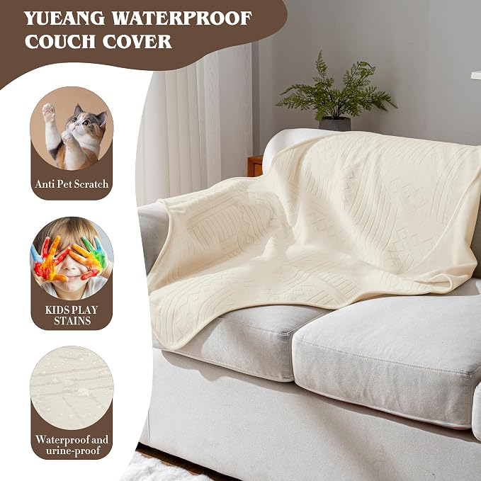 Waterproof Recliner Chair Cover - Washable Double-Sided Velvet and Pattern Reversible Cover for Couch, Bed, Car and Sofa Protection for Dogs, 30x40in/Beige - Image 6