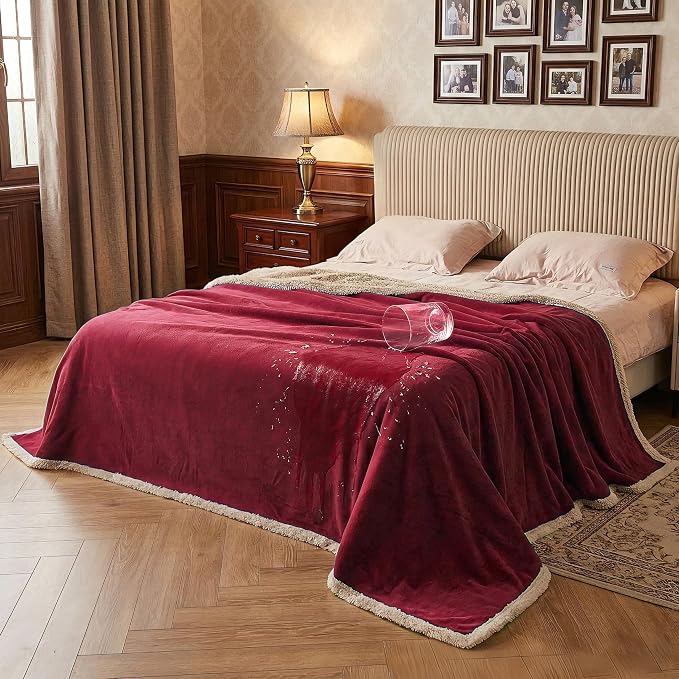 Catalonia Waterproof Blanket for Bed, Reversible Leakproof Throw | 50 x 60 Inch, Wine, Washable Protector Cover for Couch and Sofa, Stain Proof Blanket for Pets, Kids and Everyday Spills by Catalonia