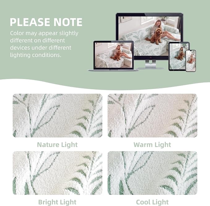 Couch Cover for Dogs Washable Sofa Cover, Sectional Couch Covers, Sofa Covers for 2 Cushion Couch, Non Slip Stripe Sofa Slipcovers Furniture Protector (Eucalyptus Green 71x118) - Image 7