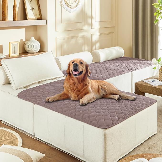 gogobunny 100% Double Sided Waterproof Dog Blanket Soft Pet Bed Cover Reversible Protect Furniture Couch Sofa Car for Puppy Large Dog Cat (Dark Sea Fog/Light Sea Fog, 40x50 Inch (Pack of 1)) by gogobunny