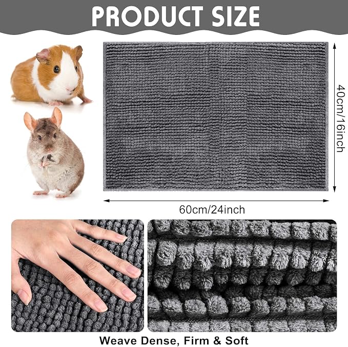 Amylove 4 Pcs Guinea Pig Cage Liner 16 x 24 Inch Washable Chenille Pee Pads Pet Dog Cat Bedding Training Mat Reusable for Small Animals Puppy Bunny Hamster Chinchilla - Image 2