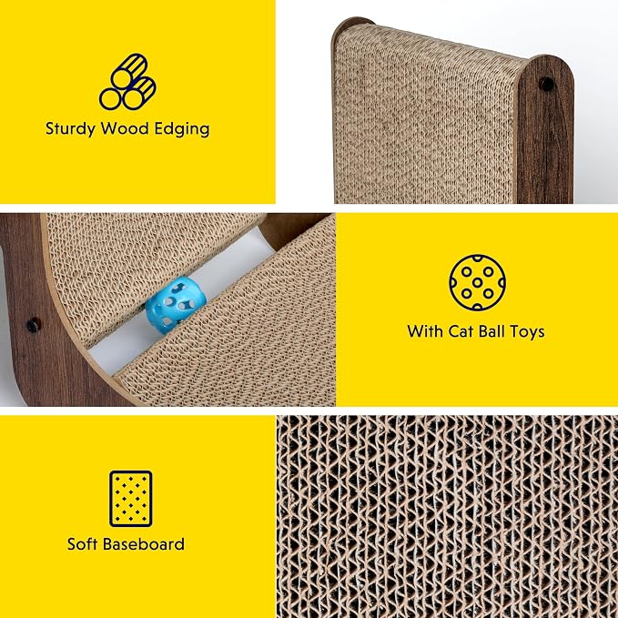 FluffyDream Cat Scratcher Cardboard, Scratching Pad House Bed Furniture Protector, Infinity Shape (Wood, L-Shaped) - Image 6
