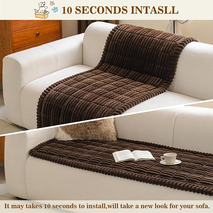 MYSKY HOME Couch Covers for 3 Cushion Sofa Pet Friendly, Couch Cover for Dogs, Sofa Covers for Pets Washable, Soft Non-Slip Sofa Slipcovers Furniture Protector Covers, Chococlate, 27.6" x 70.9" - Image 8