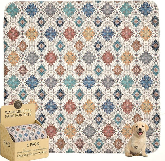 Washable Pee Pads for Dogs,Great Urine Absorbent Reusable Puppy Training Pads,Waterproof,Leak-Proof & Non-Slip Potty Pads for Whelping,Crate,Playpen,Bed.(Colorful Day,72"x72") by Peepads