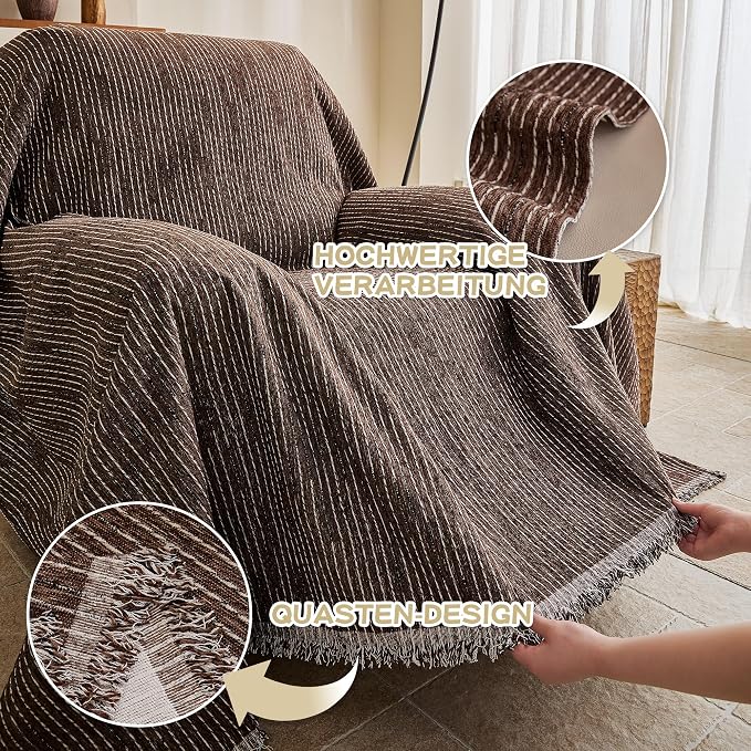 MYSKY HOME Oversized Armchair Couch Cover for 1 Cushion Couch, Washable Sofa Protector, Chair Couch Covers Sofa Covers Sofa Throws Sofa Slipcovers Futon Cover for Pet, Kid, 71"X91", Deep Chocolate - Image 3