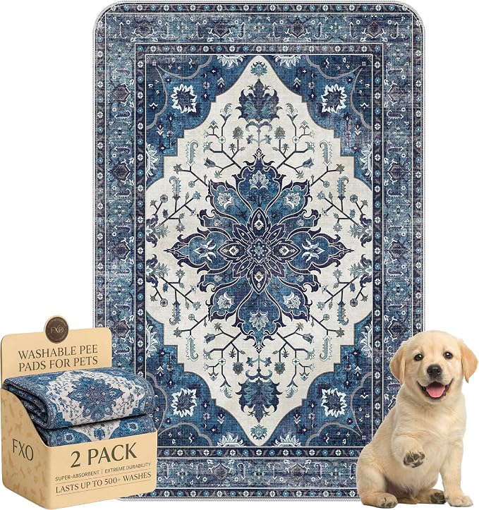 Washable Pee Pads for Dogs,Great Urine Absorbent Reusable Puppy Training Pads,Waterproof,Leak-Proof & Non-Slip Potty Pads for Whelping,Crate,Playpen,Bed.(Dark Navy Floral,24"x36") by Peepads