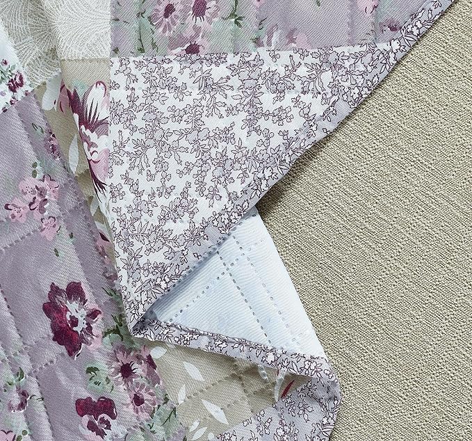 Brilliant Sunshine Lilac & Beige Roses Couch Armchair Cover, 23" seat | Patchwork Design, Non Slip Sofa Cover, Quilted Furniture Protector, Washable Chair Slipcover for Pets, Dogs & Cats - Image 5