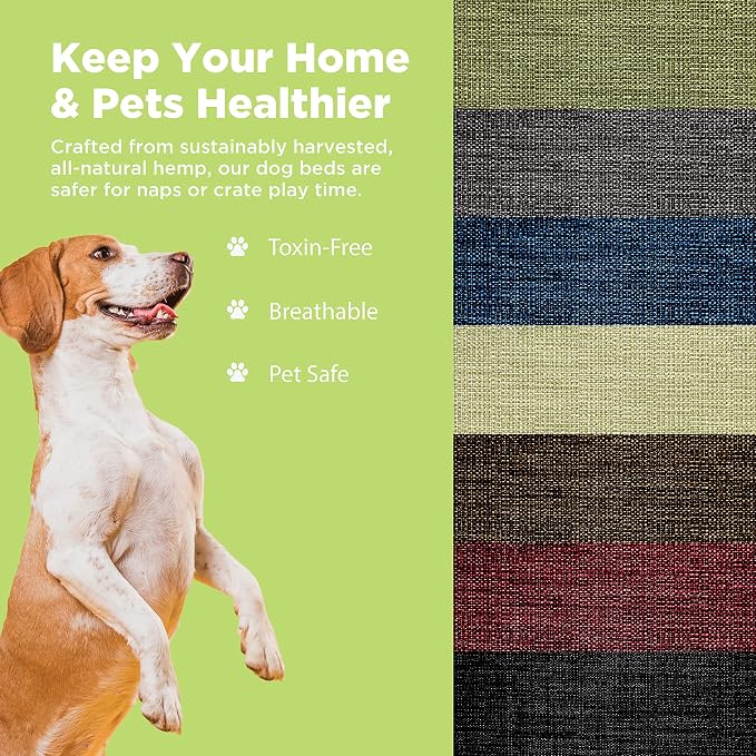 Large - 42 x 28 x 5 - Cactus Premium Organic Hemp Dog Bed - CertiPUR Fill - Removeable Cover - Image 4