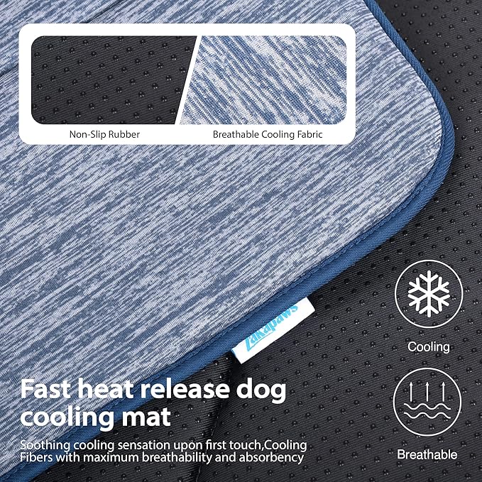Dog Cooling Mat for Large Dogs – 47"x29" Orthopedic Memory Foam Pad for Summer, Hot Weather & Joint Relief | Washable, Non-Slip Crate Mat for Senior Dogs, Travel & Home (Wander Blue) - Image 4