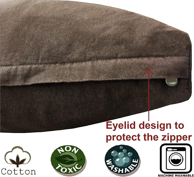 Dogbed4less Heavy Duty Shredded Memory Foam Pet Dog Bed Pillow with Waterproof Lining and Machine Washable Denim Cover, 40X35 Inch, Brown - Image 5