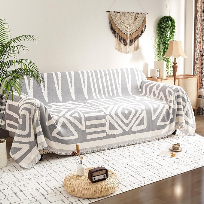 Couch Cover for 2-3 Cushion Couch Sofa Pet Friendly, Boho Sectional L Shaped Sofa Cover Washable for Dogs Cats Kids, Leather Furniture Protector Slipcover Decor for Living Room, 71"x118" by Unknown