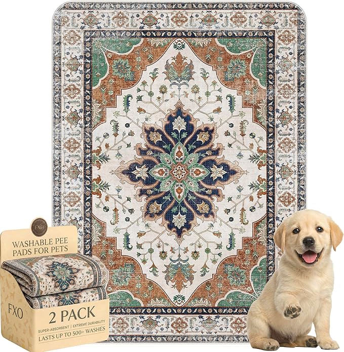 Washable Pee Pads for Dogs,Great Urine Absorbent Reusable Puppy Training Pads,Waterproof,Leak-Proof & Non-Slip Potty Pads for Whelping,Crate,Playpen,Bed.(Dark Teal Floral,18"x24") by Peepads