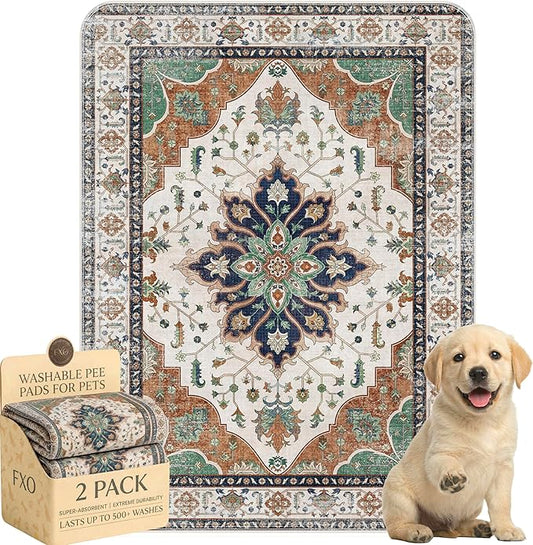 Washable Pee Pads for Dogs,Great Urine Absorbent Reusable Puppy Training Pads,Waterproof,Leak-Proof & Non-Slip Potty Pads for Whelping,Crate,Playpen,Bed.(Dark Teal Floral,18"x24") by Peepads