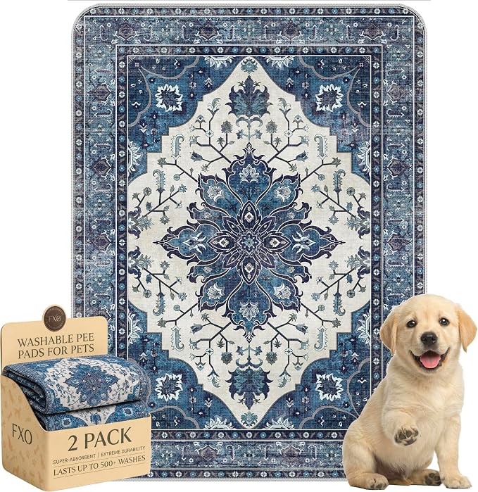 Washable Pee Pads for Dogs,Great Urine Absorbent Reusable Puppy Training Pads,Waterproof,Leak-Proof & Non-Slip Potty Pads for Whelping,Crate,Playpen,Bed.(Dark Navy Floral,18"x24") by Peepads
