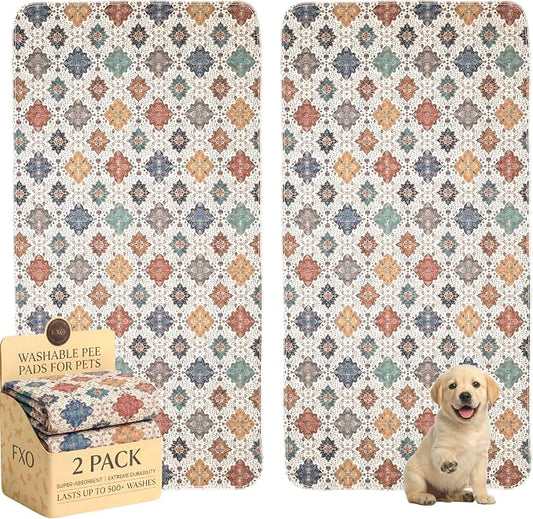 Washable Pee Pads for Dogs,Great Urine Absorbent Reusable Puppy Training Pads,Waterproof,Leak-Proof & Non-Slip Potty Pads for Whelping,Crate,Playpen,Bed.(Colorful Day,36"x72") by Peepads