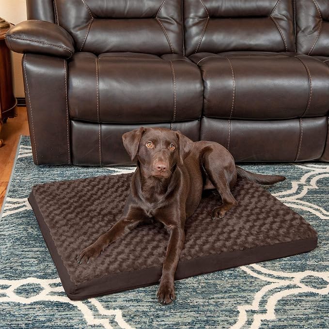 Furhaven Orthopedic Dog Bed for Large Dogs w/ Removable Washable Cover, For Dogs Up to 95 lbs - Ultra Plush Faux Fur & Suede Mattress - Chocolate, Jumbo/XL - Image 4