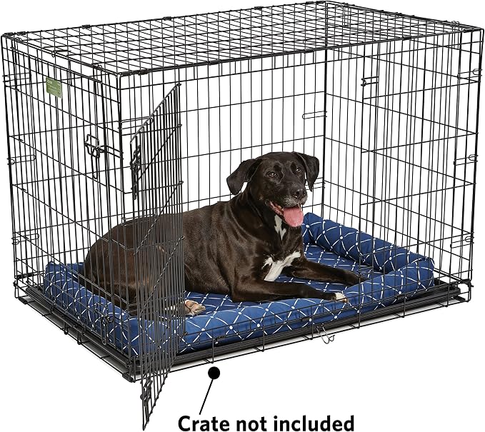 MidWest Homes for Pets 40242-BLD Quiet Time Couture Ashton Bolster Pet Bed, Large Dog/42, Blue - Image 3