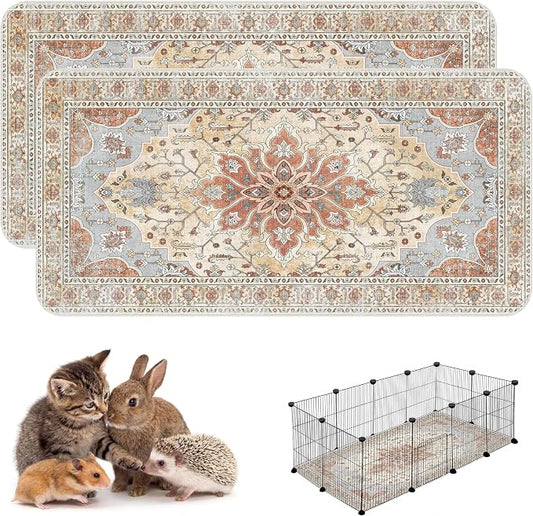 Washable Guinea Pig Pee Pads,Absorbent Reusable Guinea Pig Cage Liners,Waterproof,Leak-Proof & Non-Slip Potty Pads for Small Animals Rabbit Hamster Rat.(Orange Amber Floral,24"x48") by Peepads