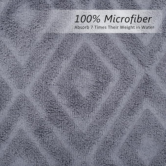 JML Microfiber Bath Towels Set of 2, Grey Diamond, 30" x 60" | Oversized, Soft, Super Absorbent,Fast Drying, Perfect for Shower, Sauna,Gym, Fitness, Yoga - Image 3