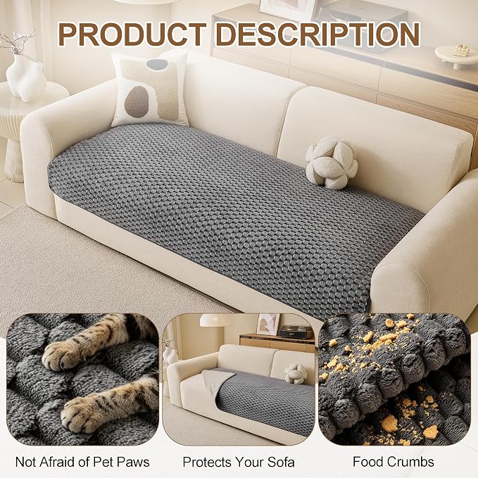 Waterproof Couch Covers for Dogs Washable, Pet sectional Sofa Cover | Non Slip Fuzzy Couch Slipcovers for 3 Cushion, Furniture Protector,Scratch Resistant Couch Covers for Sofa (Grey,35"x 83") - Image 6