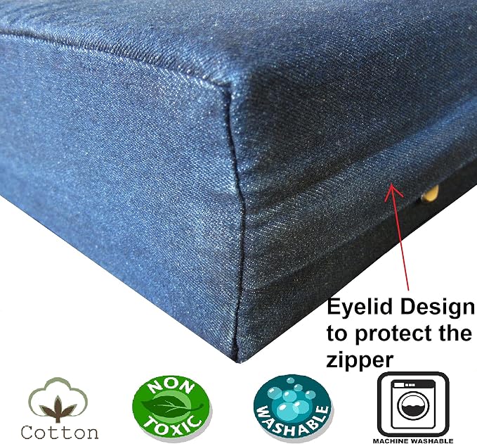Dogbed4less Orthopedic Dog Bed with Memory Foam for Medium Large Pet, Waterproof Liner, Durable Denim Blue Cover, 41X27X4 Inch (Fit into 42X28 Crate) - Image 2