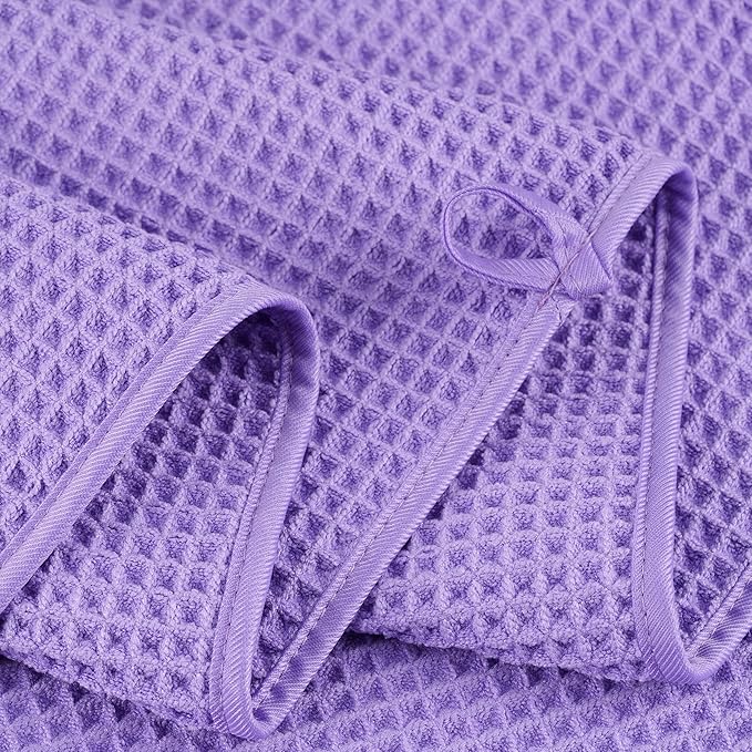 POLYTE 430 GSM Microfiber Oversize Quick Dry Lint Free Bath Towel, 60 x 30 in, 4 Pack (Waffle Weave) - Image 4