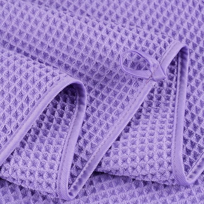 POLYTE 430 GSM Microfiber Oversize Quick Dry Lint Free Bath Towel, 60 x 30 in, 4 Pack (Waffle Weave) - Image 4