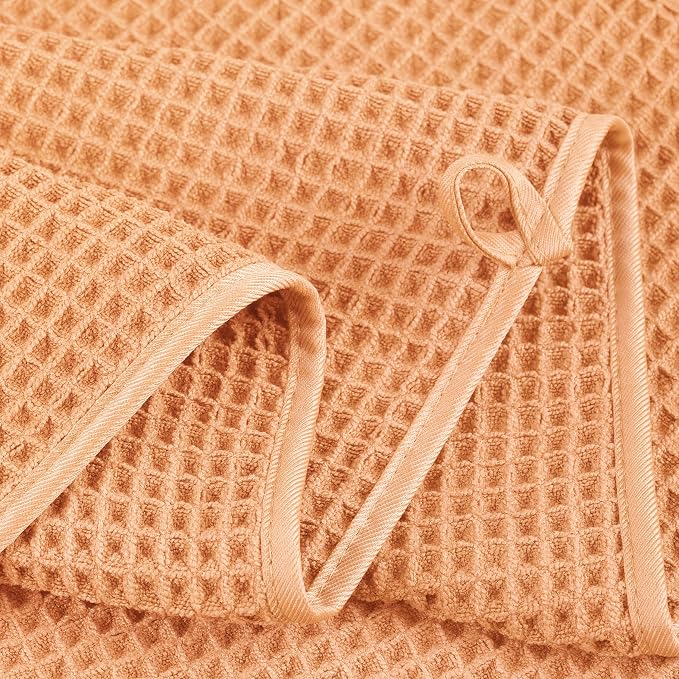 POLYTE 430 GSM Microfiber Quick Dry Lint Free Oversize Bath Towel Set, 6 Piece (Waffle Weave) - Image 5