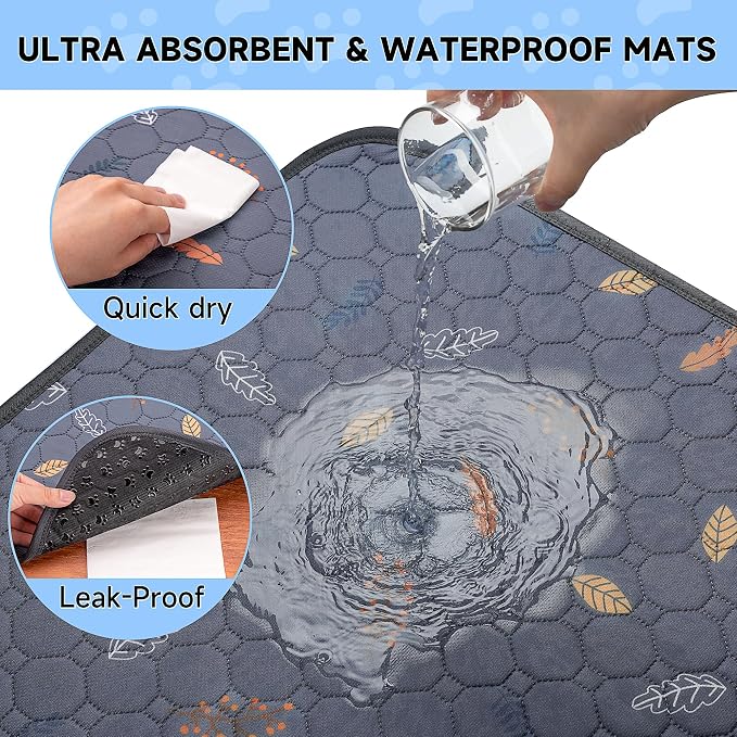 Sunheir 2-Pack Extra Large Reusable Dog Mat for Floor, Dog Playpen, Non-Slip Waterproof Pee Pads, Super Absorbent Washable Pee Pads for Dogs, Pet Whelping Pads, Crate, Potty Training - 36" x 48" - Image 6