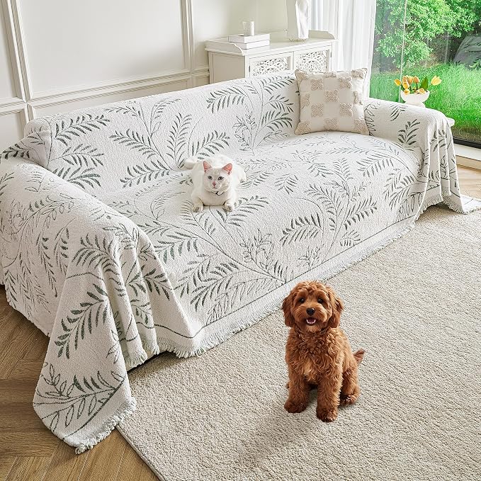 Couch Cover for Dogs Washable Sofa Cover, Sectional Couch Covers, Sofa Covers for 2 Cushion Couch, Non Slip Stripe Sofa Slipcovers Furniture Protector (Eucalyptus Green 91x150) by Unknown